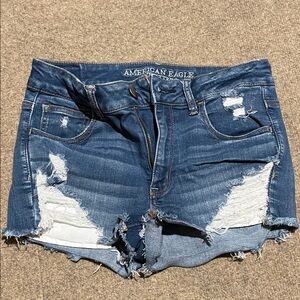 American Eagle Outfitters Women's Ripped Blue Jean Shorts